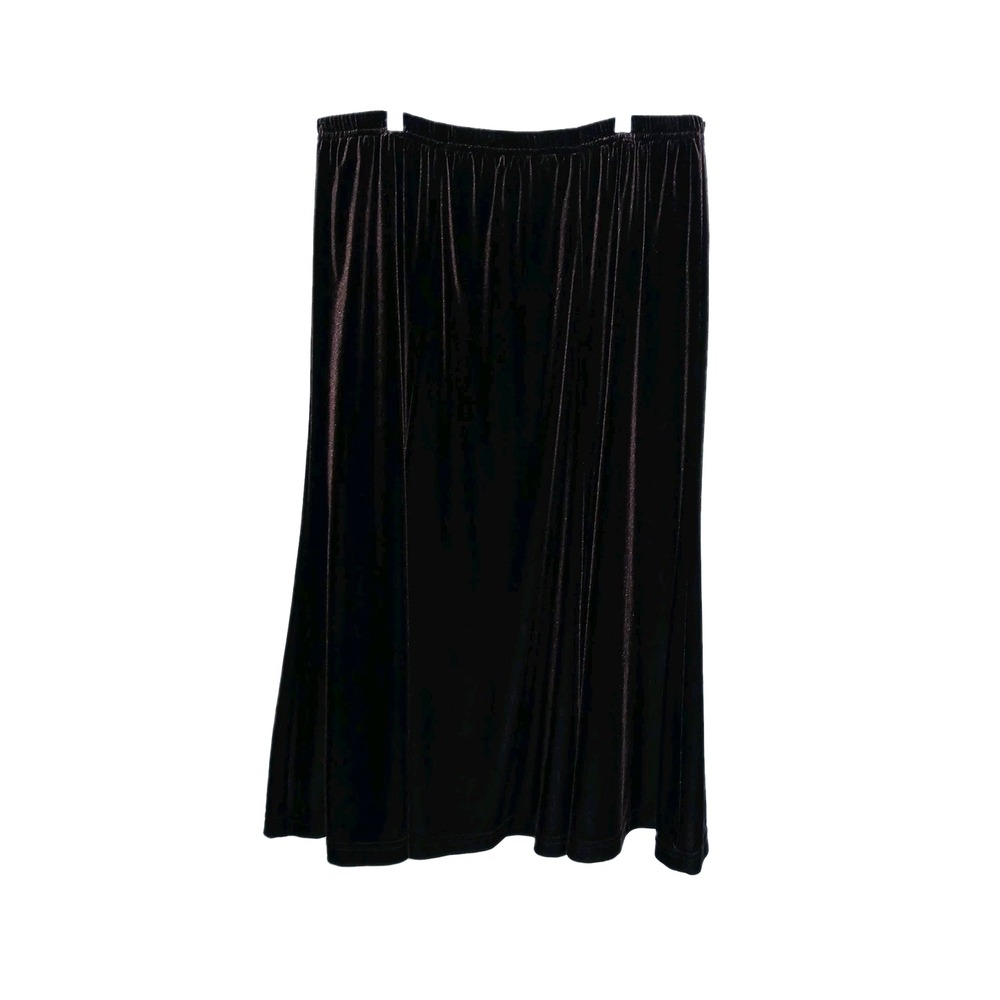 R & M Richards Women Velour Midi Skirt 18W Petite Brown Velvet Pull On A-Line